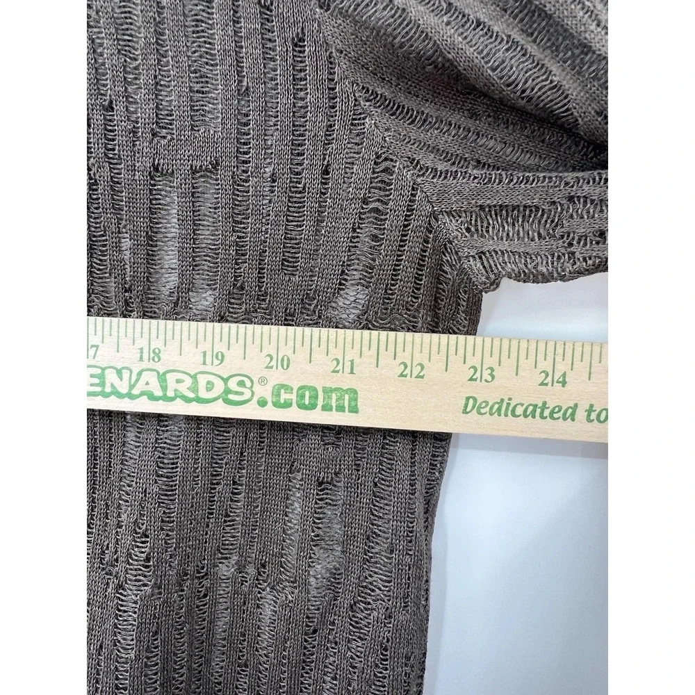 NWT Akris Cardigan Womens 14 Brown Linen Open Long Sleeve Mesh Duster Luxury